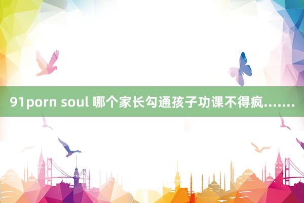 91porn soul 哪个家长勾通孩子功课不得疯.......
