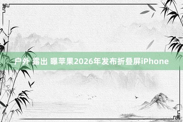 户外 露出 曝苹果2026年发布折叠屏iPhone