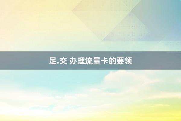 足.交 办理流量卡的要领