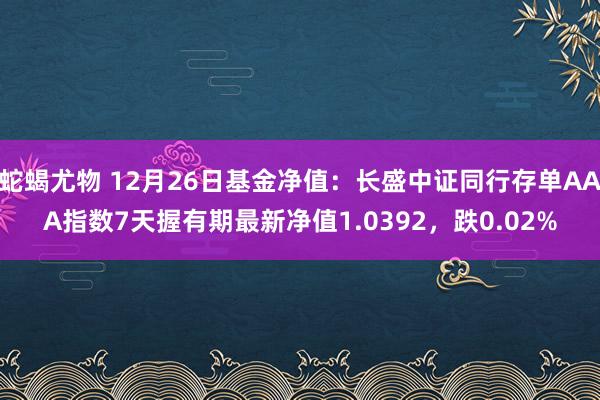 蛇蝎尤物 12月26日基金净值：长盛中证同行存单AAA指数7天握有期最新净值1.0392，跌0.02%