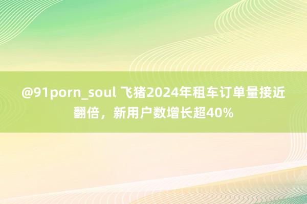 @91porn_soul 飞猪2024年租车订单量接近翻倍，新用户数增长超40%