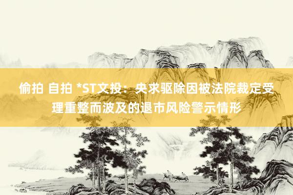 偷拍 自拍 *ST文投：央求驱除因被法院裁定受理重整而波及的退市风险警示情形